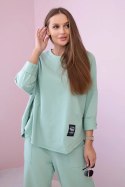 Komplet bawełniany bluza + spodnie ciemno miętowy  