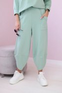 Komplet bawełniany bluza + spodnie ciemno miętowy  