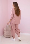Komplet bawełniany bluza + spodnie ciemny różowy  
