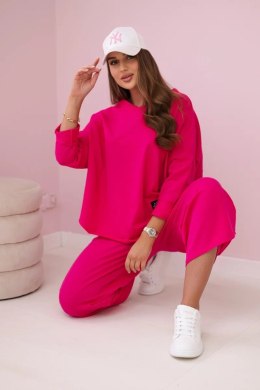Komplet bawełniany bluza + spodnie fuksja  