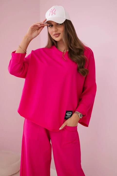 Komplet bawełniany bluza + spodnie fuksja Komplet bawełniany bluza + spodnie fuksja