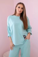 Komplet bawełniany bluza + spodnie jasny miętowy  