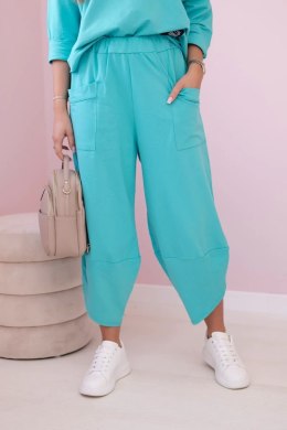 Komplet bawełniany bluza + spodnie miętowy  