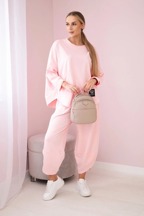 Komplet bawełniany bluza + spodnie pudrowy róż Komplet bawełniany bluza + spodnie pudrowy róż