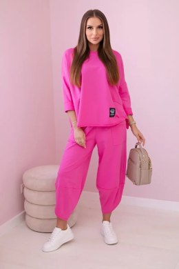 Komplet bawełniany bluza + spodnie różowy  
