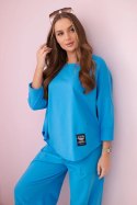 Komplet bawełniany bluza + spodnie turkusowy  