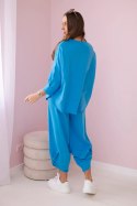 Komplet bawełniany bluza + spodnie turkusowy  