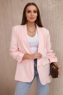 Marynarka z klapami elegancka jasny pudrowy róż  