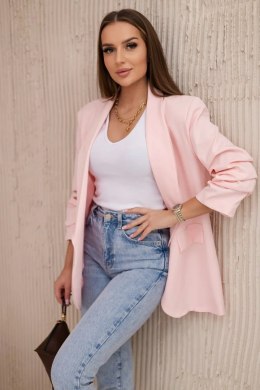Marynarka z klapami elegancka jasny pudrowy róż  