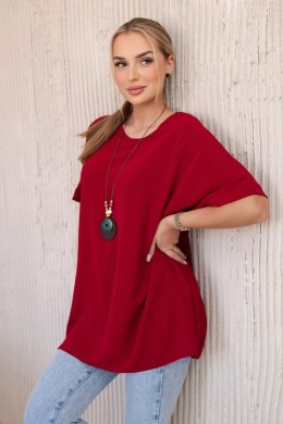 Bluzka oversize z wisiorkiem bordowa  