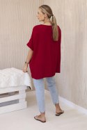 Bluzka oversize z wisiorkiem bordowa  