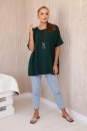 Bluzka oversize z wisiorkiem ciemno zielona  