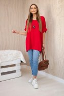 Bluzka oversize z wisiorkiem czerwona  
