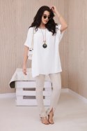 Bluzka oversize z wisiorkiem ecru  