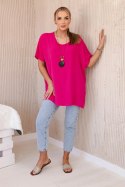 Bluzka oversize z wisiorkiem fuksja  