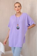 Bluzka oversize z wisiorkiem jasno fioletowa  