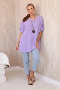 Bluzka oversize z wisiorkiem jasno fioletowa  