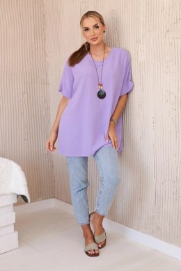 Bluzka oversize z wisiorkiem jasno fioletowa  