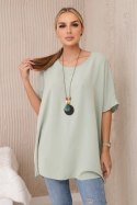 Bluzka oversize z wisiorkiem jasny miętowy  