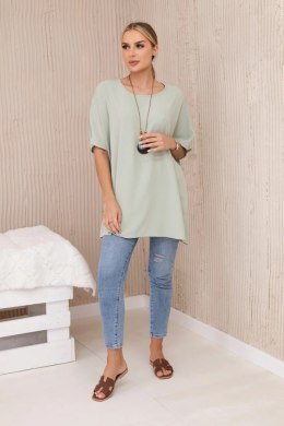 Bluzka oversize z wisiorkiem jasny miętowy  