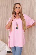 Bluzka oversize z wisiorkiem jasny różowy  