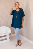 Bluzka oversize z wisiorkiem morska  