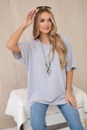 Bluzka oversize z wisiorkiem szara  