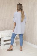 Bluzka oversize z wisiorkiem szara  