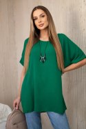 Bluzka oversize z wisiorkiem zielona  