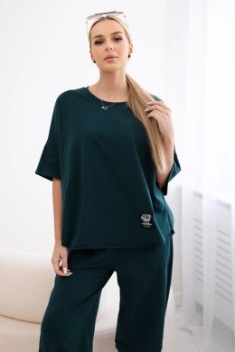 Komplet bawełniany bluzka + spodnie ciemno zielony  