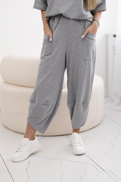 Komplet bawełniany bluzka + spodnie ciemny szary  