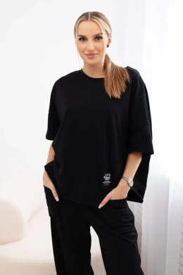 Komplet bawełniany bluzka + spodnie czarny  