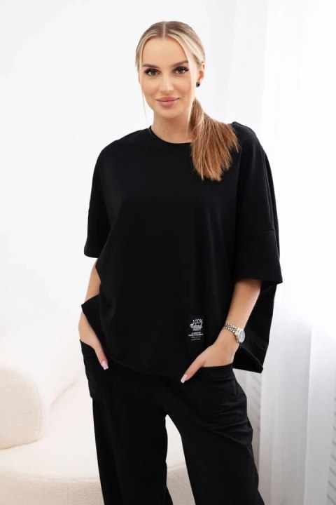 Komplet bawełniany bluzka + spodnie czarny  