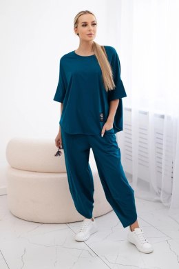 Komplet bawełniany bluzka + spodnie morski  