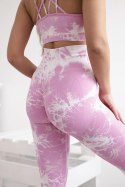 Komplet fitness top + legginsy push up jasny różowy + ecru  