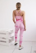 Komplet fitness top + legginsy push up różowy + fuksja  