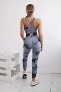 Komplet fitness top + legginsy push up szary + czarny  