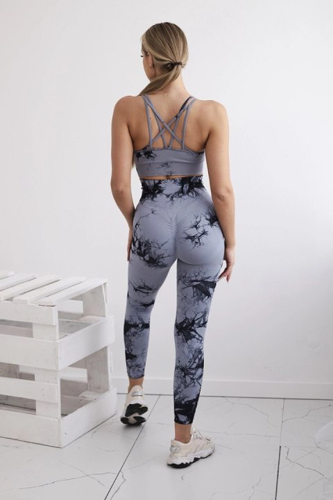 Komplet fitness top + legginsy push up szary + czarny Komplet fitness top + legginsy push up szary + czarny