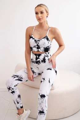Komplet fitness top z regulowanymi ramiączkami + legginsy push up biały  