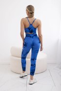 Komplet fitness top z regulowanymi ramiączkami + legginsy push up chabrowy  