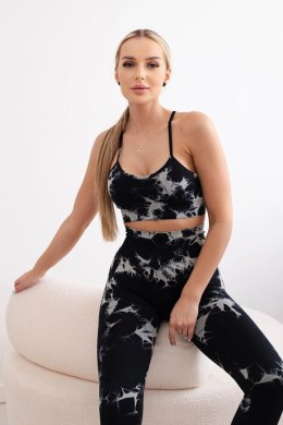 Komplet fitness top z regulowanymi ramiączkami + legginsy push up czarny  
