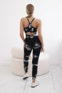Komplet fitness top z regulowanymi ramiączkami + legginsy push up czarny  