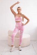 Komplet fitness top z regulowanymi ramiączkami + legginsy push up jasny różowy  
