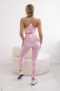 Komplet fitness top z regulowanymi ramiączkami + legginsy push up jasny różowy  
