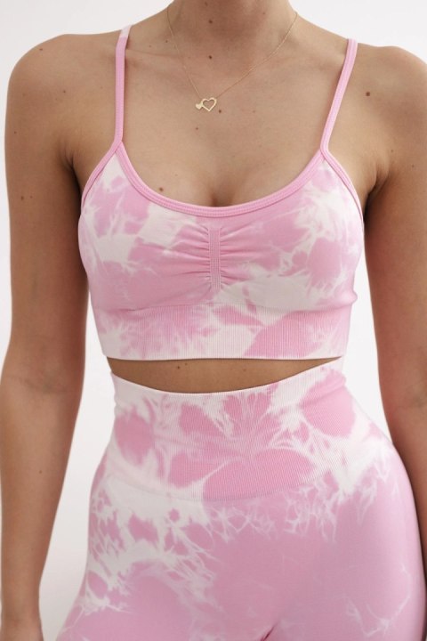 Komplet fitness top z regulowanymi ramiączkami + legginsy push up jasny różowy Komplet fitness top z regulowanymi ramiączkami + legginsy push up jasny różowy