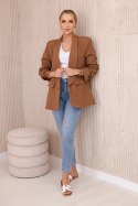 Marynarka z klapami elegancka ciemno camelowa  