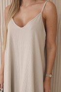 Sukienka muślinowa na ramiączkach ciemno beżowa  