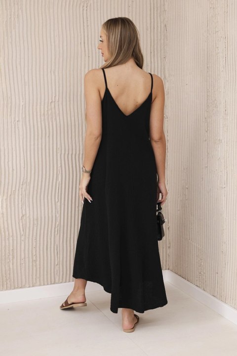 Sukienka muślinowa na ramiączkach czarna  