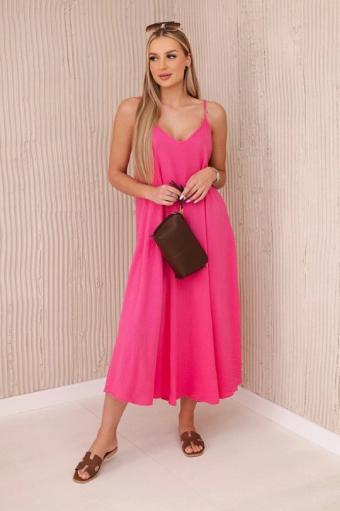 Sukienka muślinowa na ramiączkach różowa  