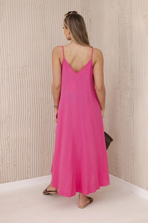 Sukienka muślinowa na ramiączkach różowa  